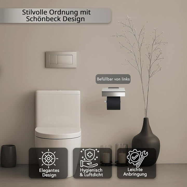Toilettenpapierhalter mit Feuchttücherbox - Gehäuse Poliert & Abdeckung Edelstahl - befüllbar von Li