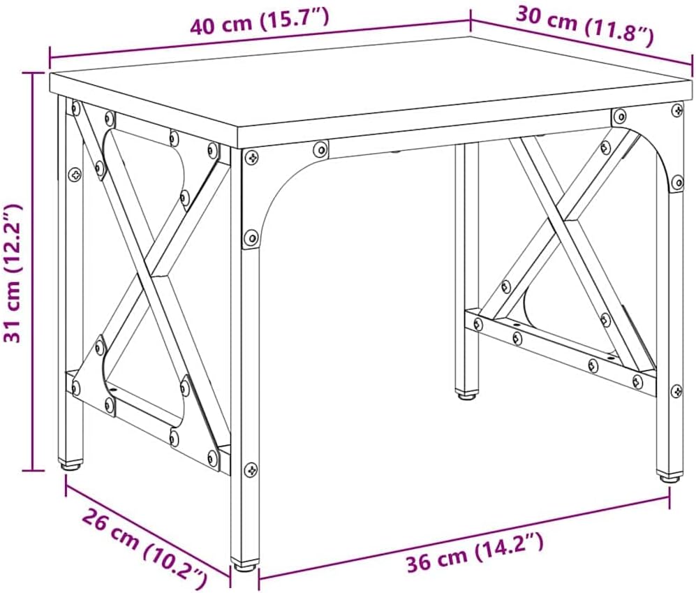vidaXL Druckerständer Altholz 40 x 30 x 31 cm Holzwerkstoff, Verstellbarer Ständer, rechteckiges Dru
