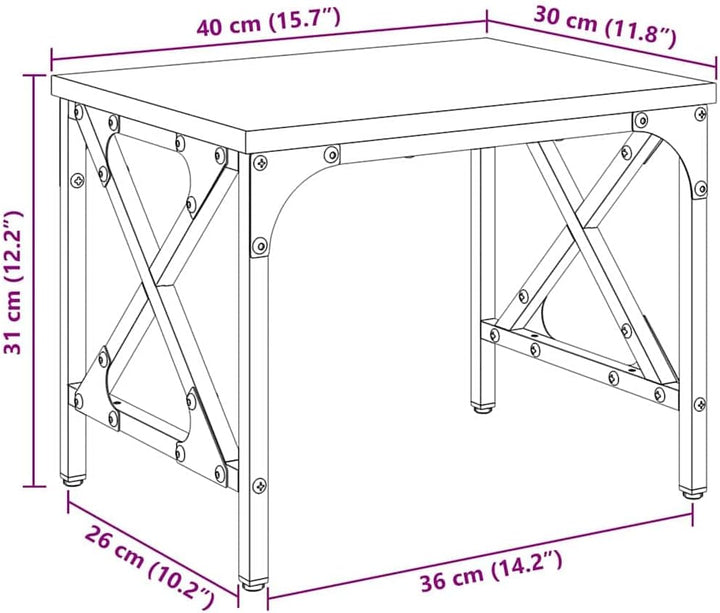 vidaXL Druckerständer Altholz 40 x 30 x 31 cm Holzwerkstoff, Verstellbarer Ständer, rechteckiges Dru