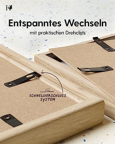 Heimlich® 1x Bilderrahmen DIN A3 30x42 cm Natur Eiche Holz Rahmen 1-Pack | Dokumentenrahmen 29,7x42