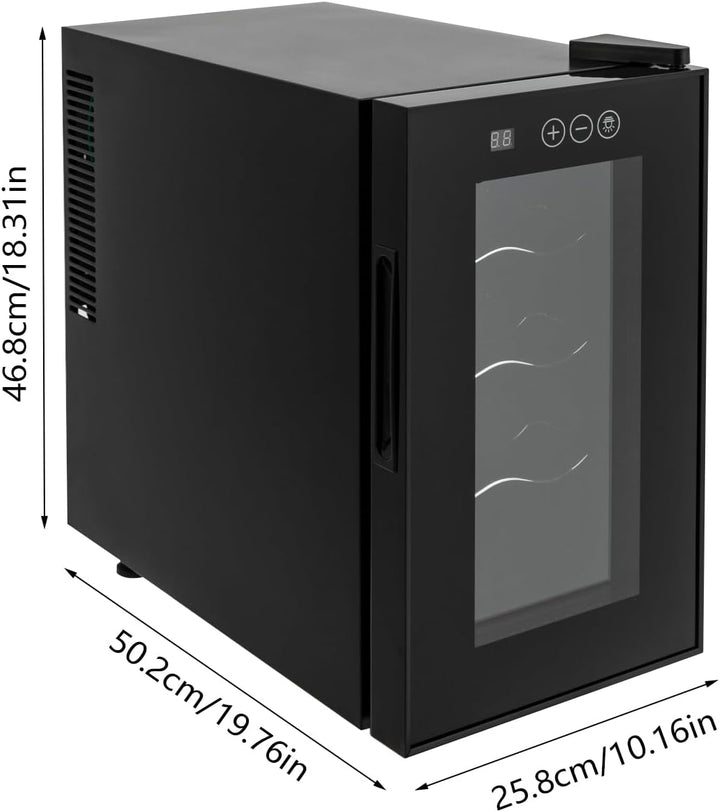Elektrischer Weinkühlschrank 8 Flaschen,8-18 ℃ Digitaldisplay LED-Licht | Weinkühlschrank Vollglas-D