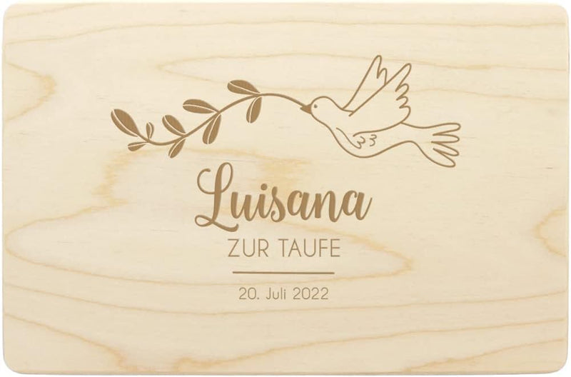 Erinnerungskiste Taube personalisiert zur Taufe I aus Kiefern-Holz I 40x30x23 cm, 40x30x23