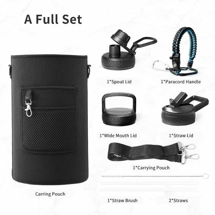 Trebo 1.5 l Wasserflasche isoliert mit Paracord-Griff, 3.6 l Edelstahl-Sport-grosser Krug, lebensmit