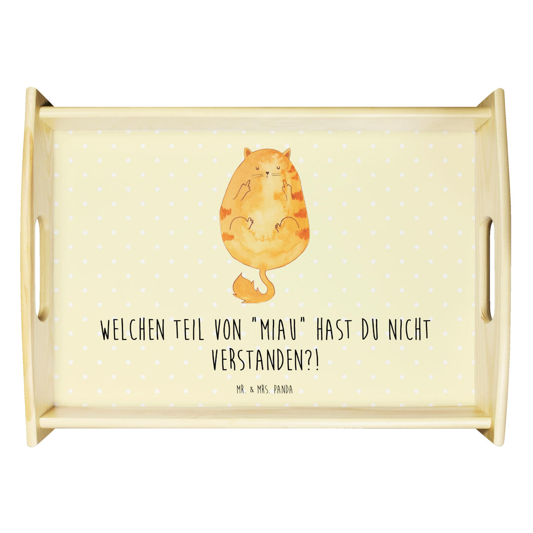 Mr. & Mrs. Panda Servierplatte Holz Katze Mittelfinger - Geschenk, Servier Tablett, kaffeetablett, D
