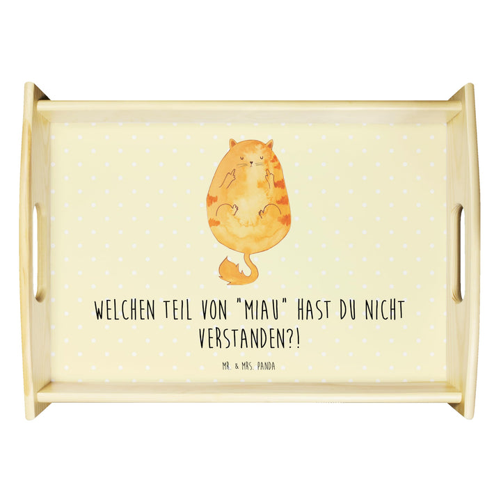 Mr. & Mrs. Panda Servierplatte Holz Katze Mittelfinger - Geschenk, Servier Tablett, kaffeetablett, D