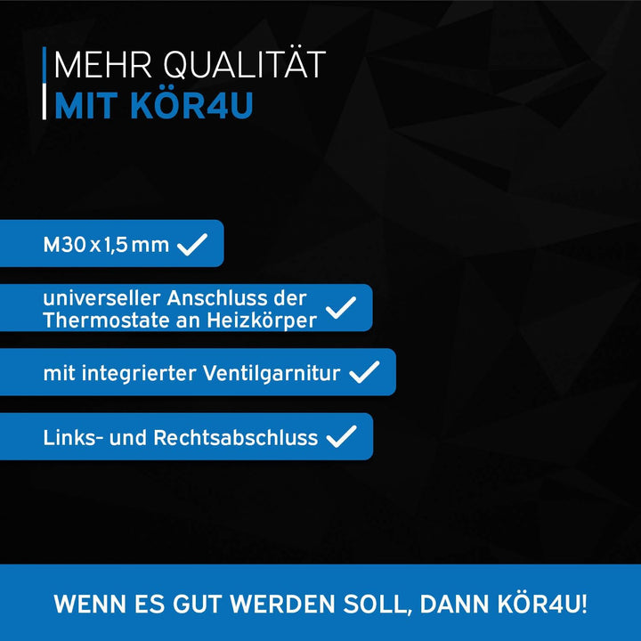 kör4u Winkeladapter Schraubverbindung M30 x 1,5 mm, weiss, für Oventrop, links- und rechtsseitig mon