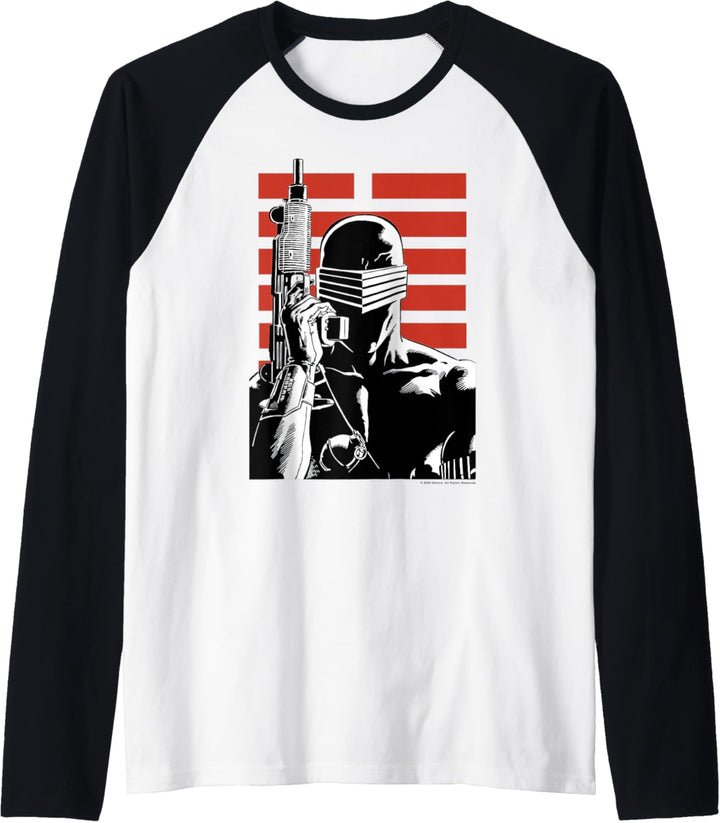 G.I. Joe Snake Eyes Retro Red Stripe Portrait Raglan