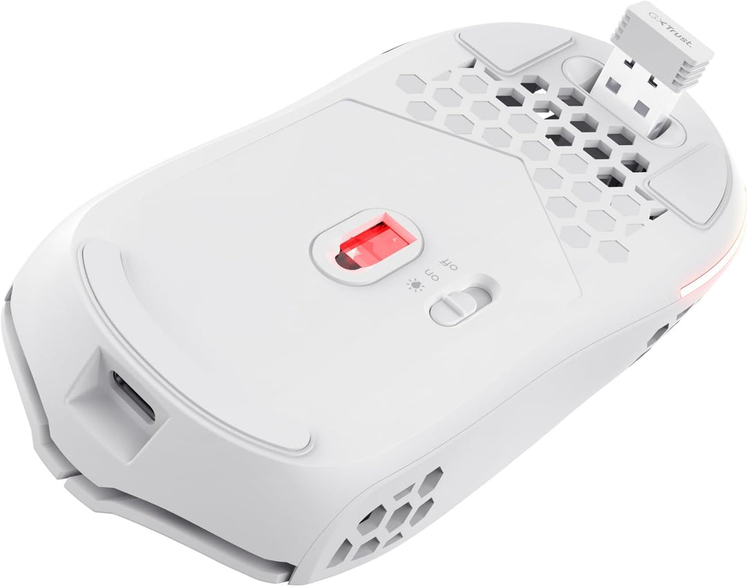 Trust Gaming GXT 929 Helox Kabellose Gaming Maus, Ultraleichte Maus 75g, 80h Dauerbetrieb, 2,4-GHz-M