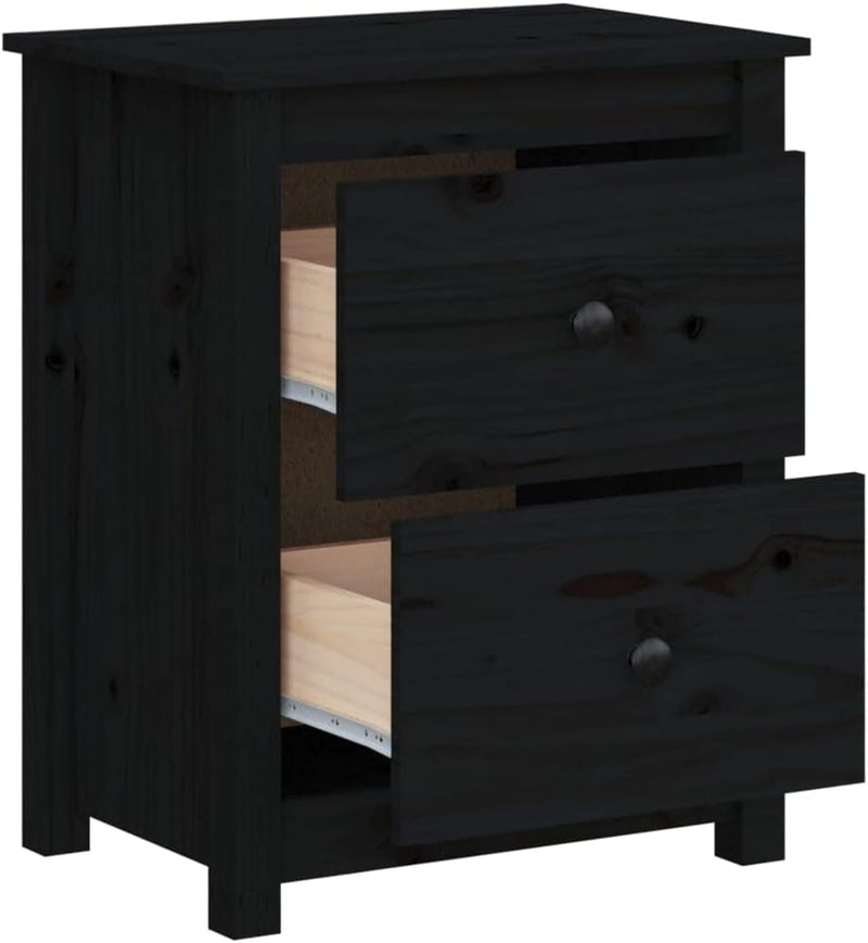 FIRBNUS Bedside Table Nachtkonsole Beistelltisch mit Stauraum Night Stand Nachttisch Schwarz 50x35x6
