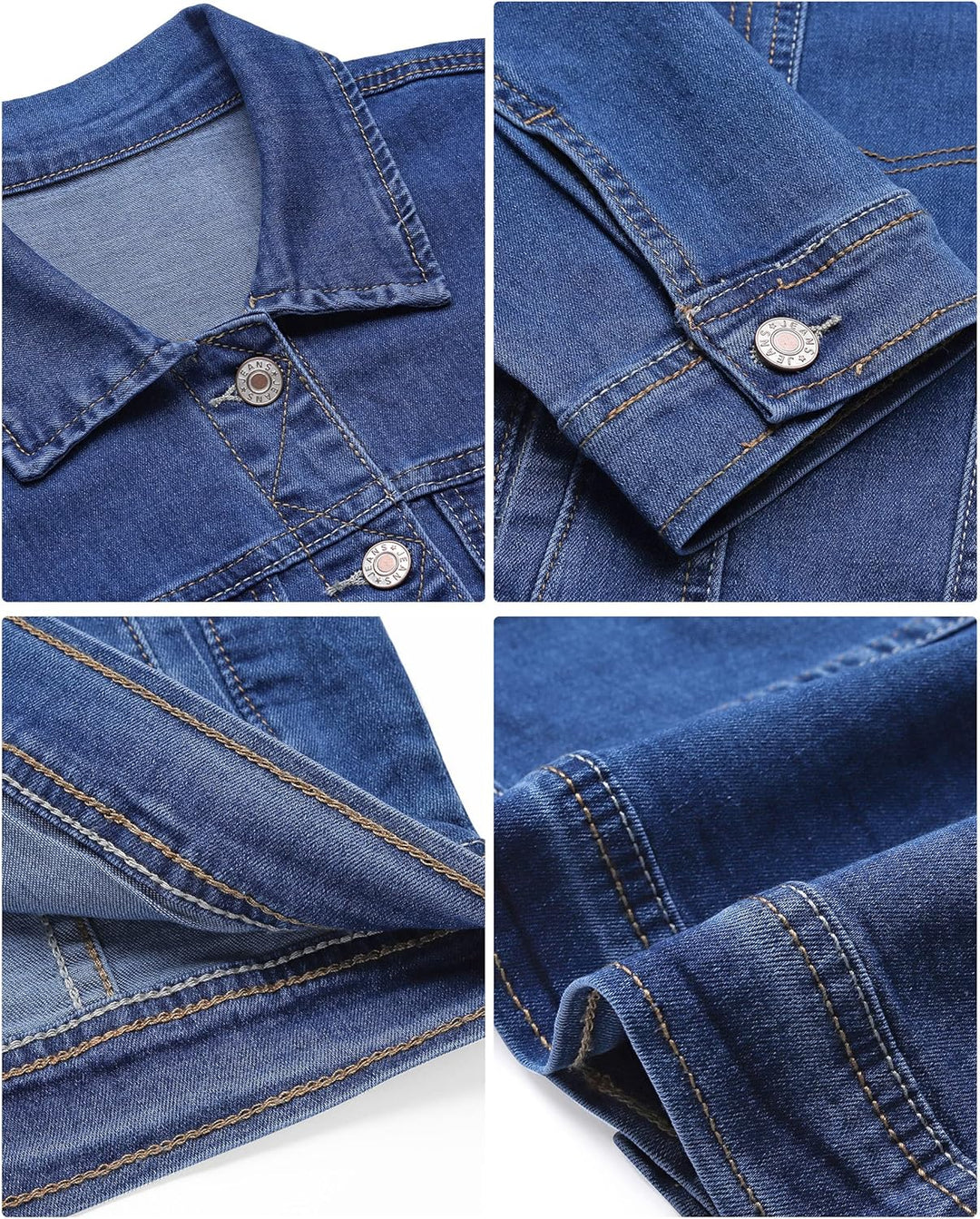 Jeansjacken Damen Jean Stretchy Langarm Trucker Jacke mit Tasche XL Nachteinbruch blau, XL Nachteinb