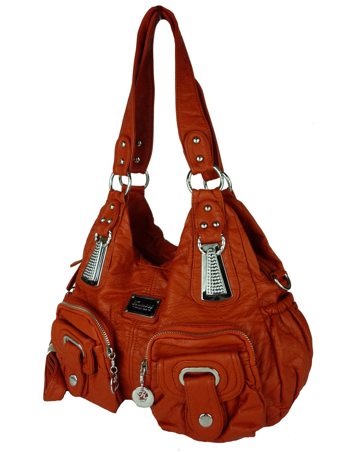 Kumixi 7114 geräumige Damen Handtasche, Tasche 'Leni', versch. Farben 35x25x12 Orange, Orange