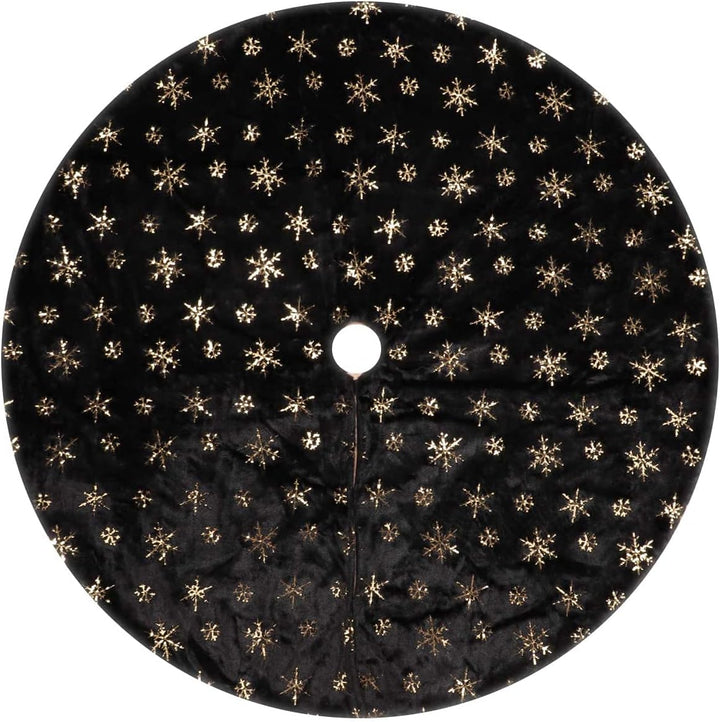 Weihnachtsbaumdecke Schwarz, 120 cm Grosser Weihnachtsbaum Rock Schwarz Kunstpelz mit Silbernen Gold