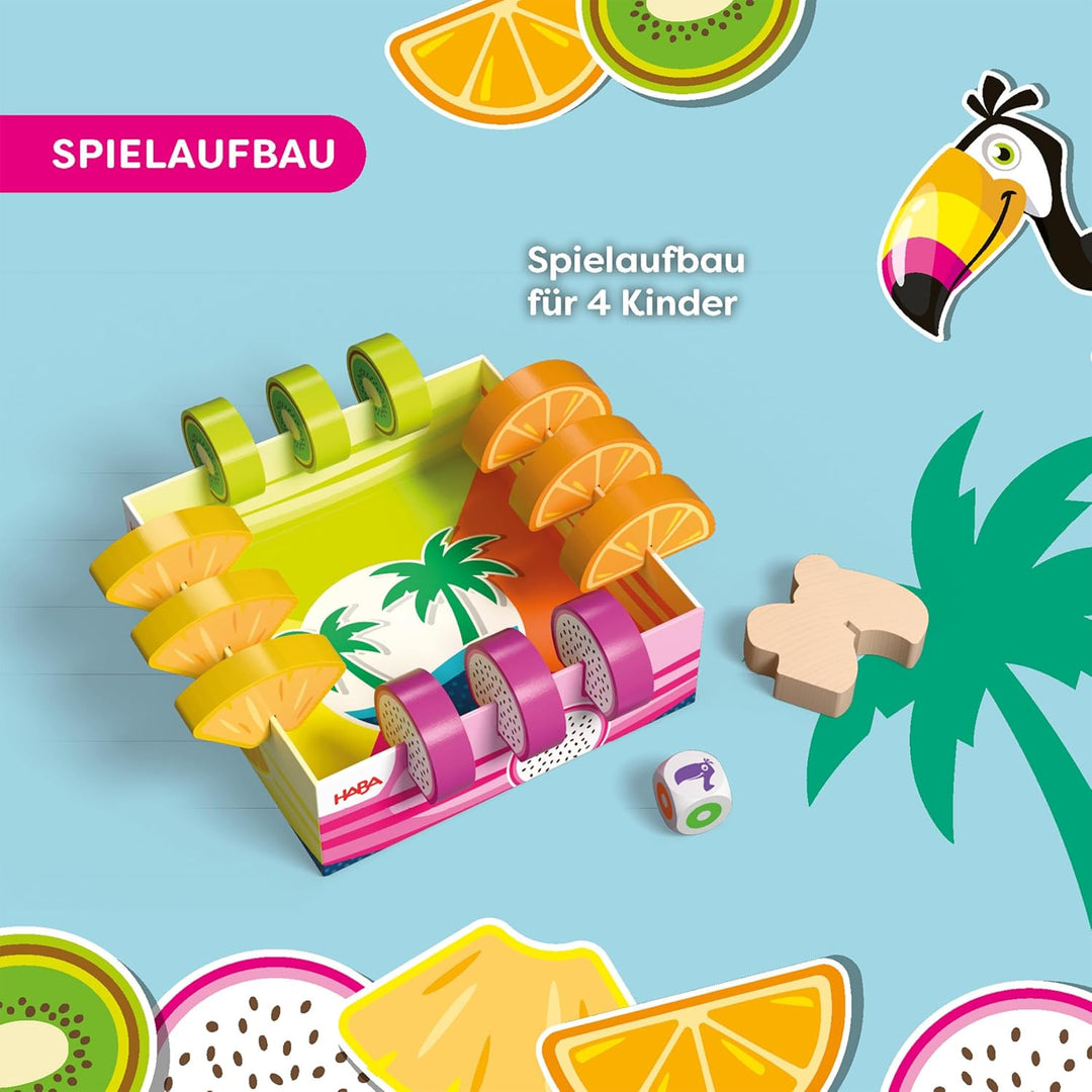 HABA Obstgarten Tropical – Tropisches Sammelspiel für Kinder ab 3 Jahren – Familienspiel rund um Frü