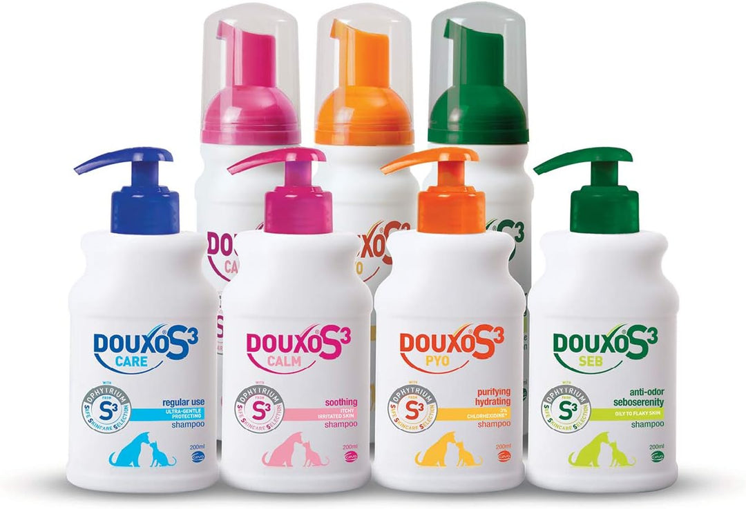 DOUXO S3 Calm Shampoo zur Linderung von Juckreiz für Hunde und Katzen, hypoallergener Duft, für juck