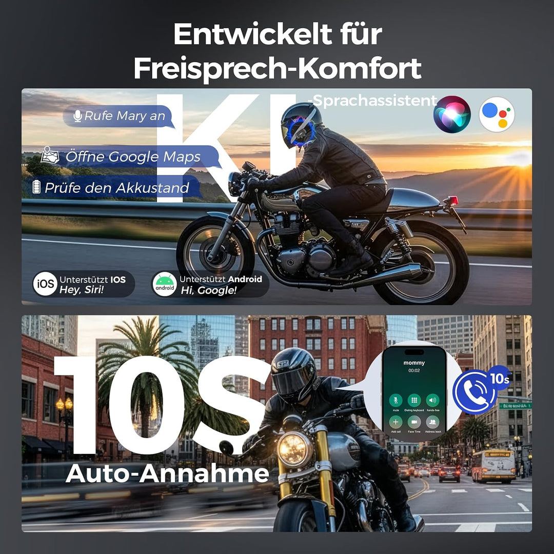 Moman RSC Motorrad Helm Headset 1000mAh für Solo-Fahrten, RSC
