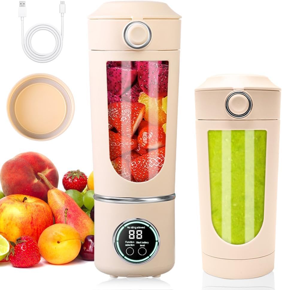 Tragbarer Mixer, 700 ml Mixer Smoothie, Mini-Standmixer mit 12 Edelstahlklingen und Digitalanzeige,