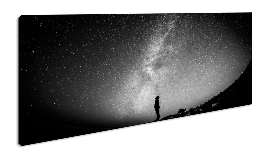 ein Meer aus Sternen Panorama 120x60 cm Effekt: Schwarz/Weiss als Leinwandbild, Motiv fertig gerahmt