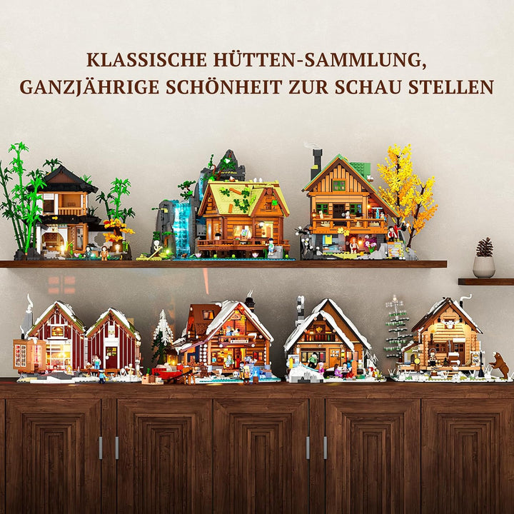 Lumibricks Aurora Cabin mit LED– 2425 Teile Holzhaus Bausatz mit Nordlicht-Projektion, Innovatives A