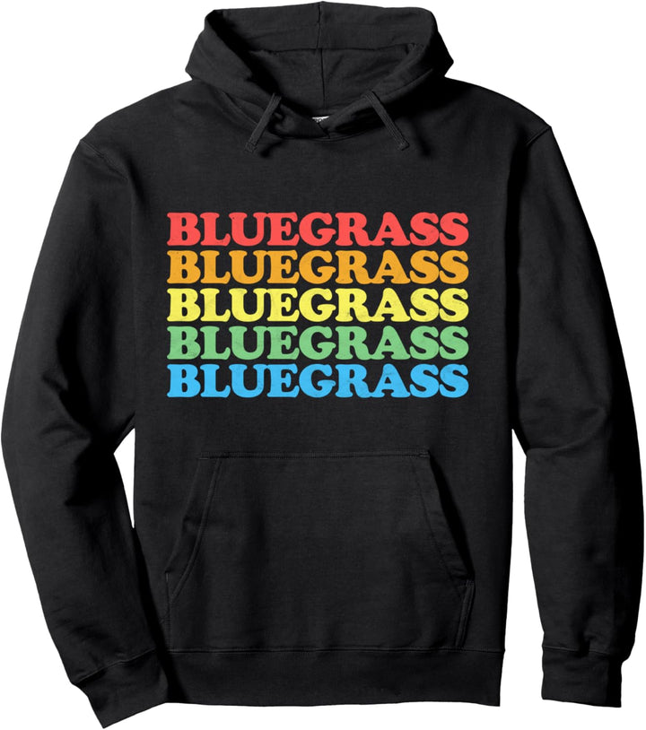 Retro Distressed Bluegrass Rainbow Music Pride Graphic Pullover Hoodie