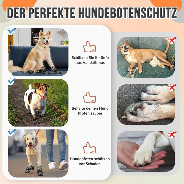 Eyein Hundeschuhe Pfotenschutz, 4 Stück atmungsaktiv Hundeschuhe mit Rutschfester Sohle und reflekti