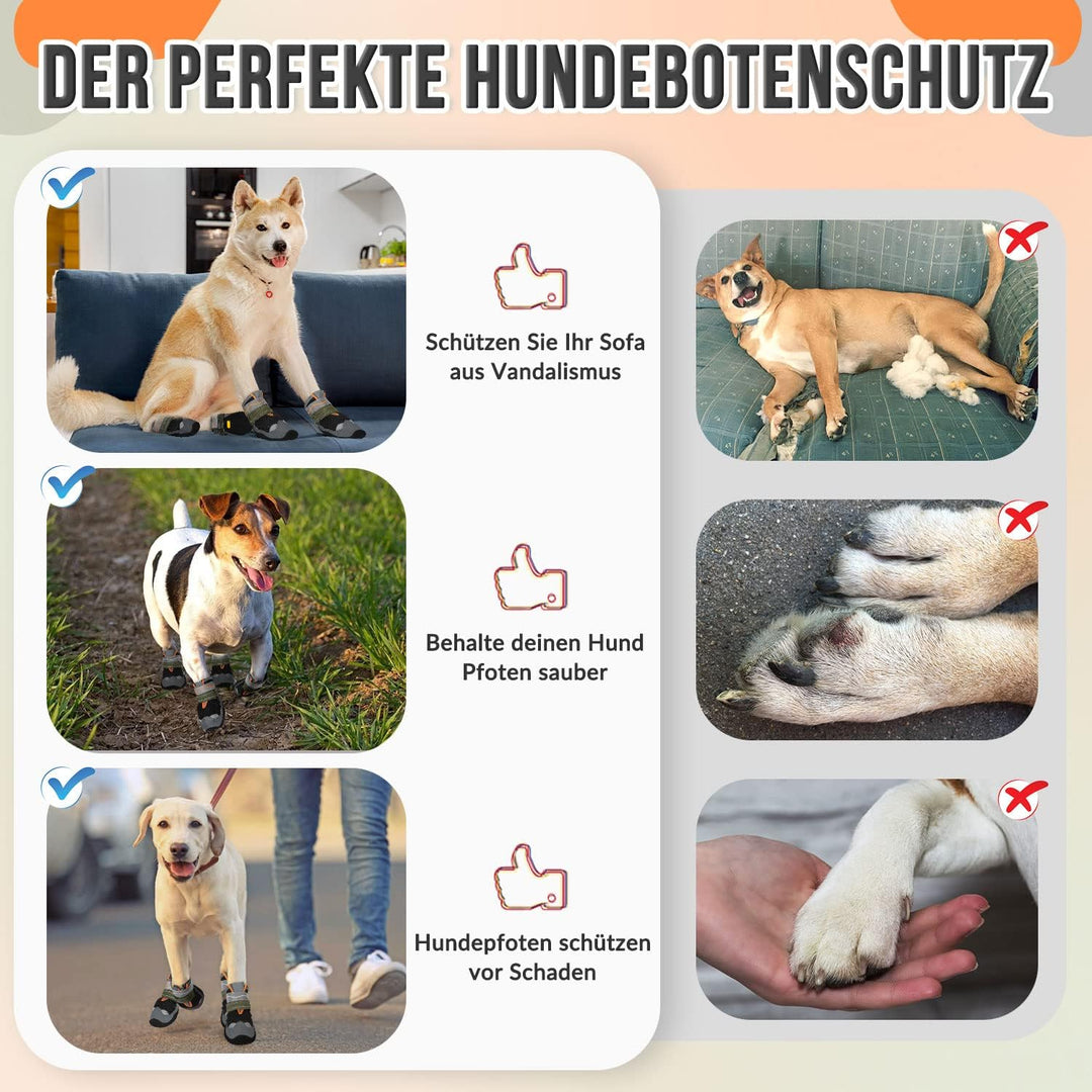 Hundeschuhe Pfotenschutz, 2 Stück atmungsaktiv Hundeschuhe mit Rutschfester Sohle und reflektierende