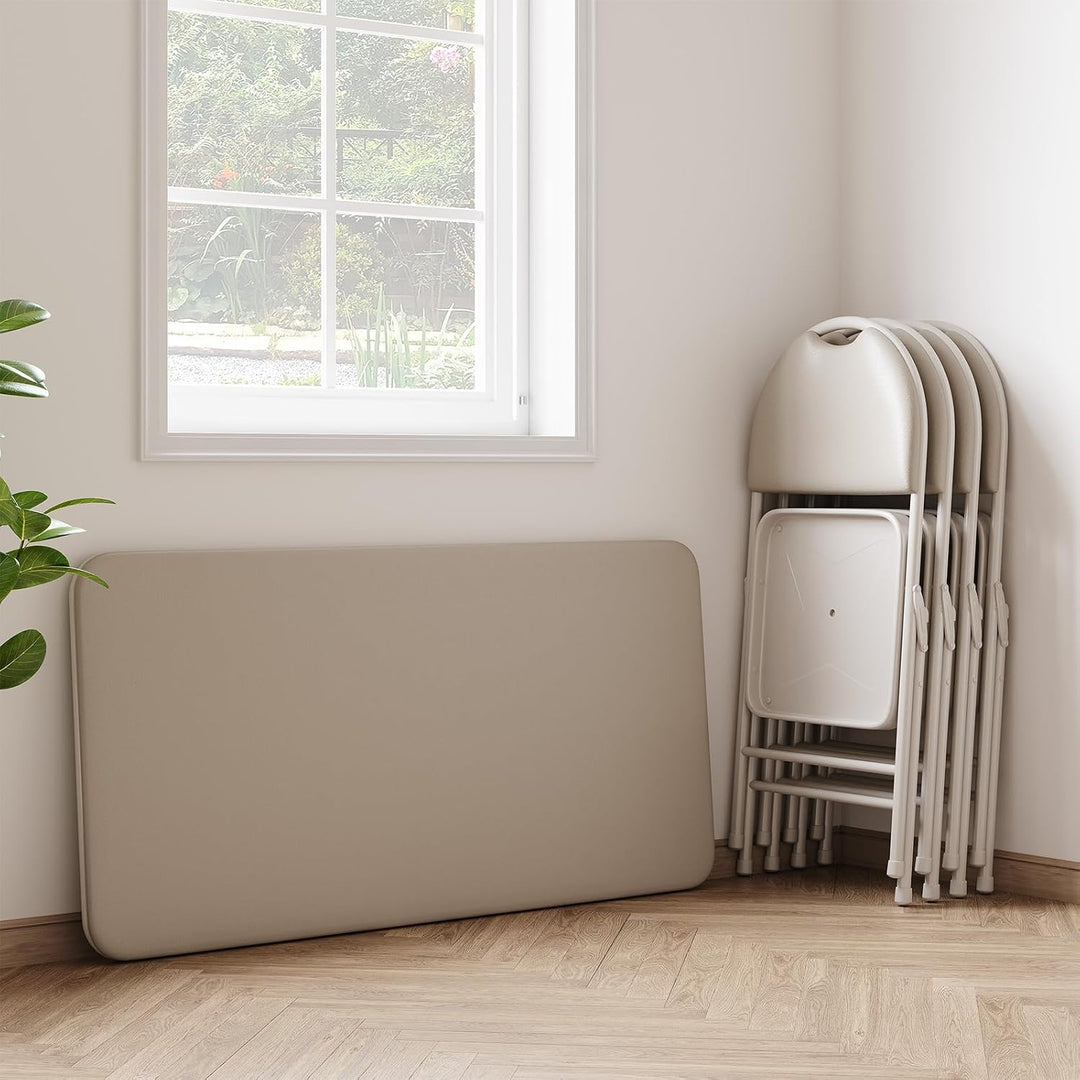 Klappbarer Campingtisch 120 * 71 * 51cm Stabil | Klapptisch Esstisch Mit PU-Leder-Oberfläche &amp; Metal
