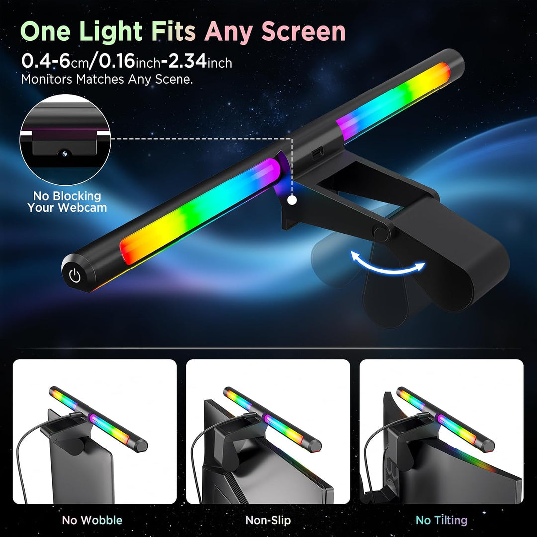 Quntis Computer Monitor Lampe mit Gaming Deko RGB Hintergrundbeleuchtung, Monitor Light Bar mit Touc