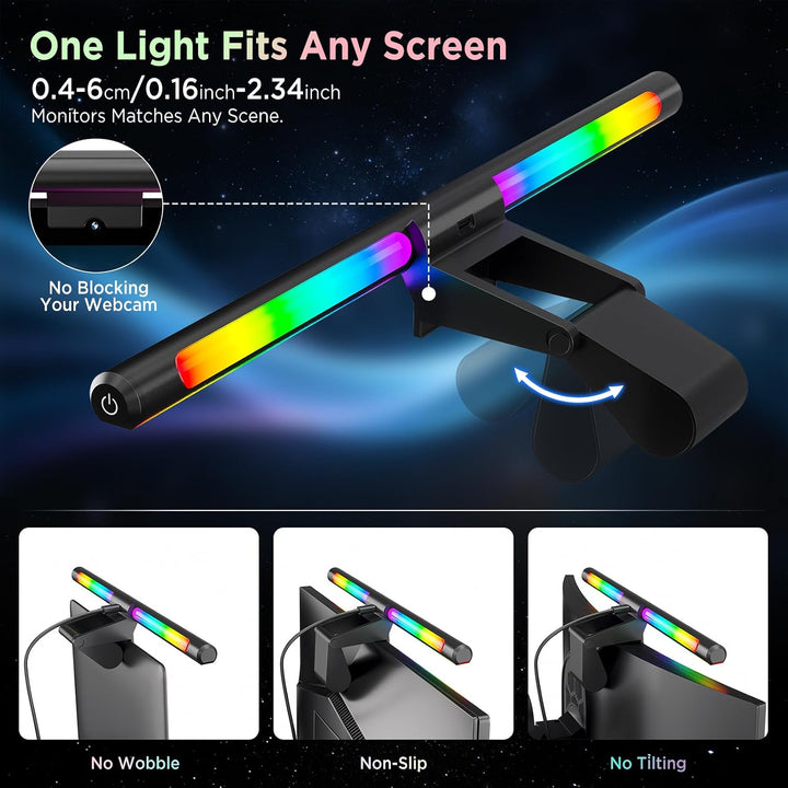 Quntis Computer Monitor Lampe mit Gaming Deko RGB Hintergrundbeleuchtung, Monitor Light Bar mit Touc