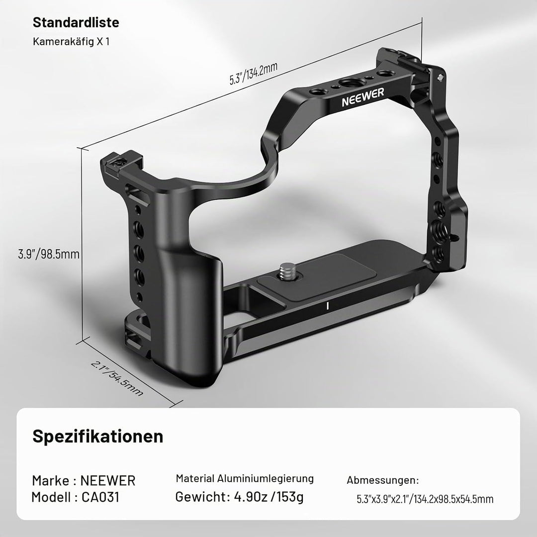 NEEWER R50 Kamerakäfig kompatibel mit Canon EOS R50, Aluminium Video Rig mit NATO Schiene, 1/4" Gewi