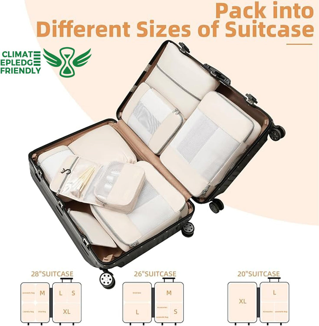 BAGAIL 8er-Set Packwürfel in verschiedenen Grössen Packorganizer für Reisezubehör Handgepäck Koffer