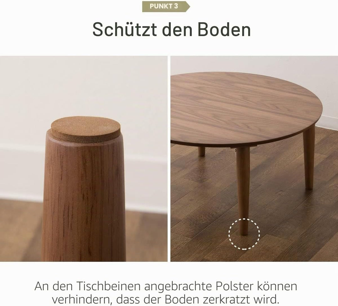 EMOOR Couchtisch aus Holz, Klappbar, Klein-Rechteck, Naturfarben Klein-Rechteck Naturfarben, Klein-R