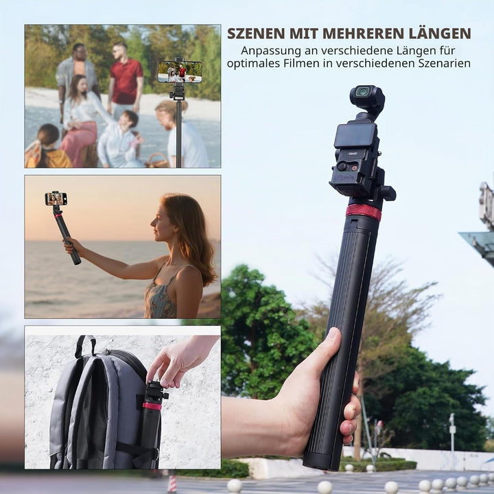 2M Pocket 3 4 Selfie Stick Stativ für GoPro Action Kamera, ausziehbarer Vlog Halter, kompatibel mit