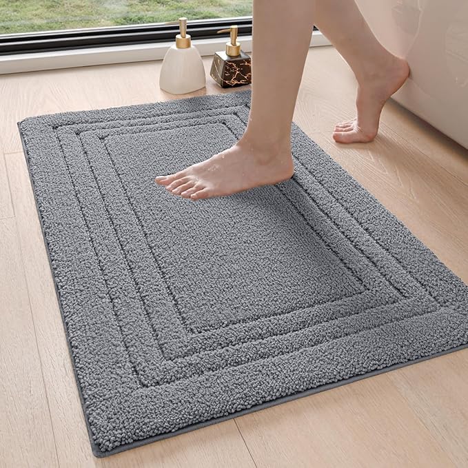 DEXI Badezimmerteppich 50 x 80 cm, weicher Badematte, rutschfest waschbar Badvorleger, Saugfähige Du