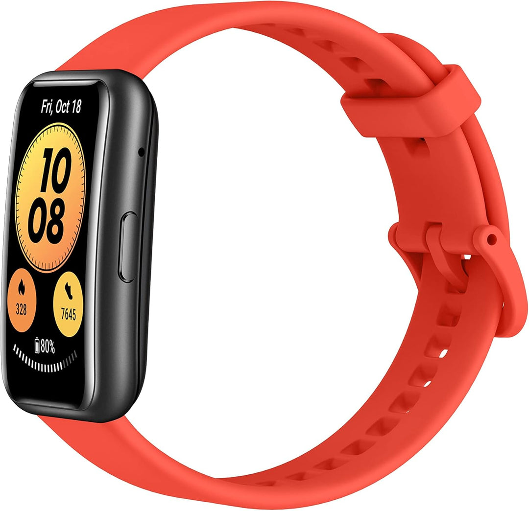 HUAWEI Watch FIT New Smartwatch, schwarz, Silikonarmband in Pomelo Red