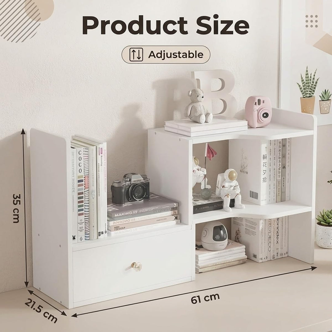 Erweiterbares Schreibtisch Bücherregal mit Tür Tischregal Schreibtisch Aufsatzregal 61x35x21,5cm Sta