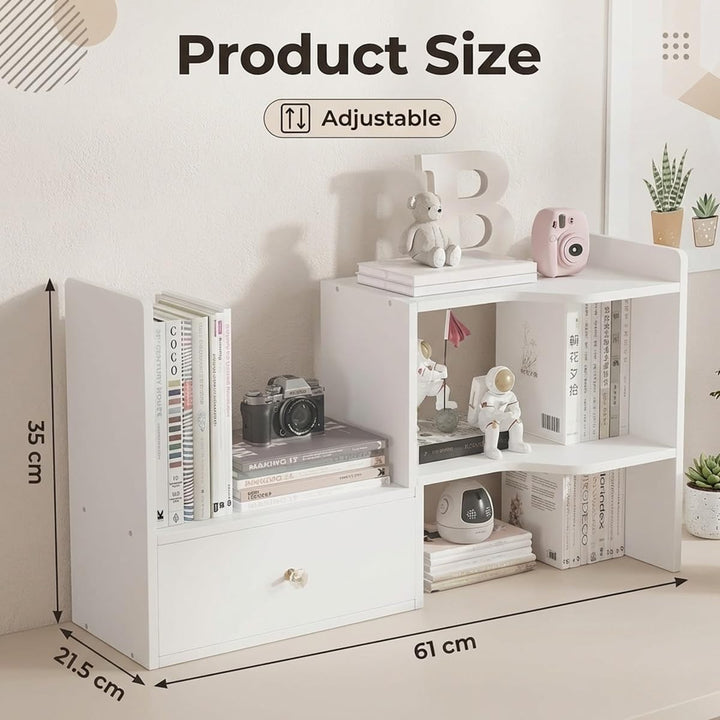 Erweiterbares Schreibtisch Bücherregal mit Tür Tischregal Schreibtisch Aufsatzregal 61x35x21,5cm Sta