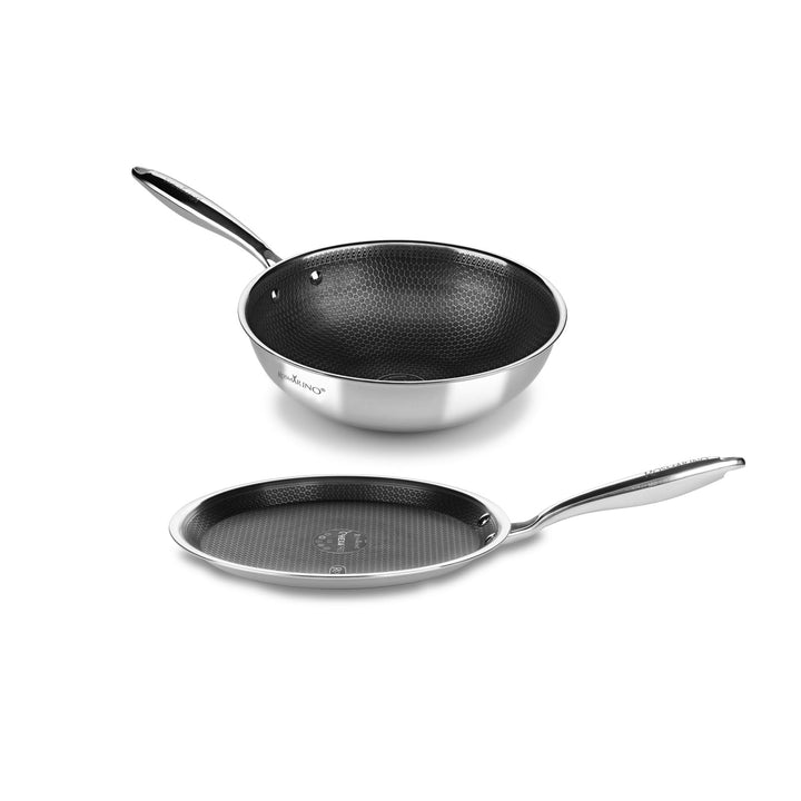 Rosmarino HexaPro 3.0 Pfannkuchenpfanne und Wok - 2-teilig, verschiedene Grössen, aus Edelstahl & Al