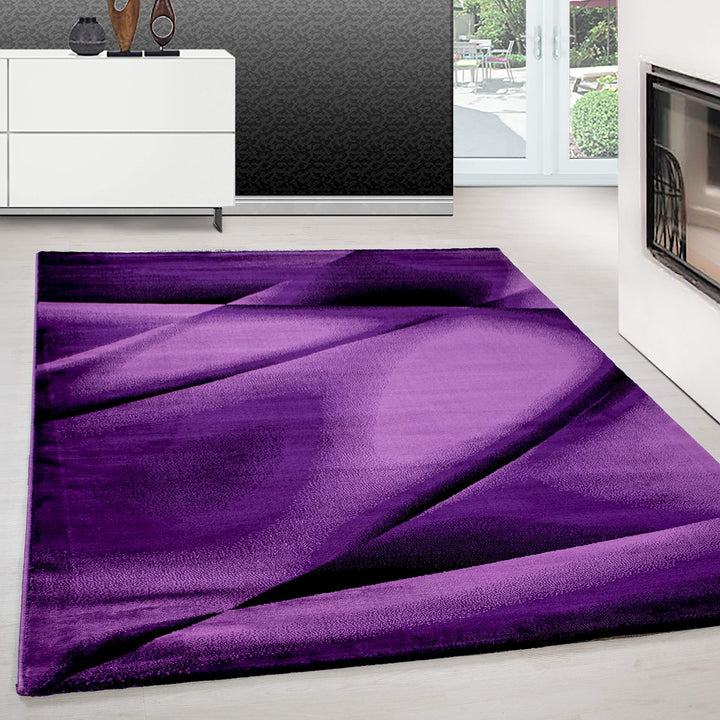 Teppium Moderner Kurzflor Teppich Läufer Flur 80 x 150 cm Lila - Flauschiger Teppich Waschbar, Abstr