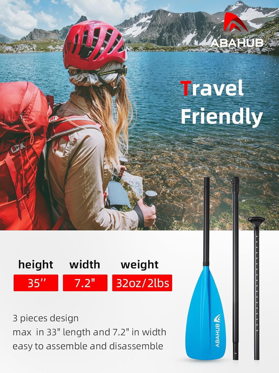 Abahub SUP Paddel / 2 in 1 Sup Kajak Paddel Aluminium Einstellbares Stand Up Paddle für Paddleboard,