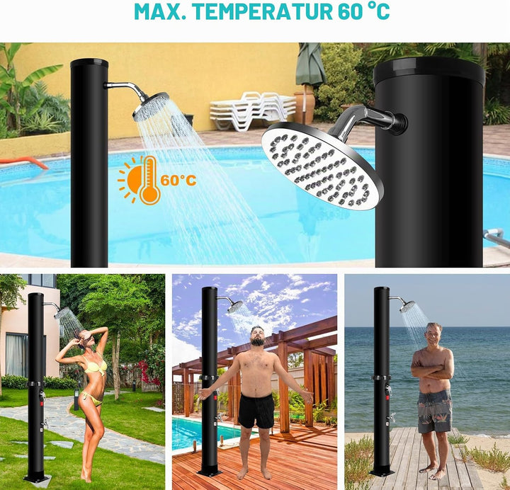 Solardusche 40 Liter Solardusche Garten Gartendusche Aussendusche mit Drehbarem Regenduschkopf und W