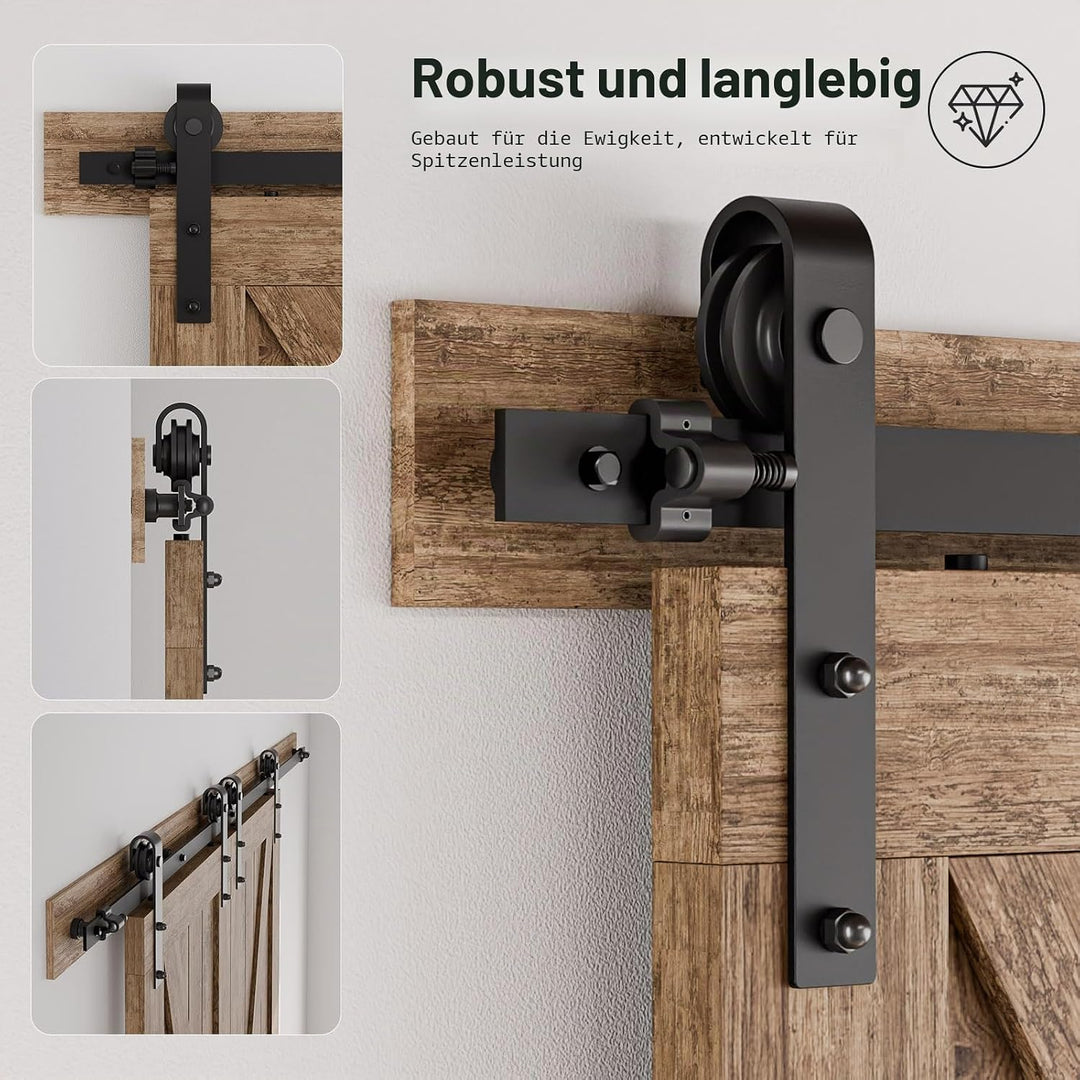 Schiebetürbeschlag Doppeltür 366cm Schiebetüren Schiebetürsystem Komplettset Laufschiene Rollen Set