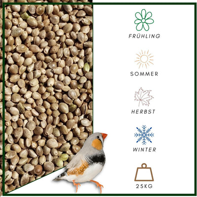 SUPRAVIT Hanf 25kg - Hanfsamen Vogelfutter & Wildvogelfutter - energiereiche Ergänzung zum Körnerfut