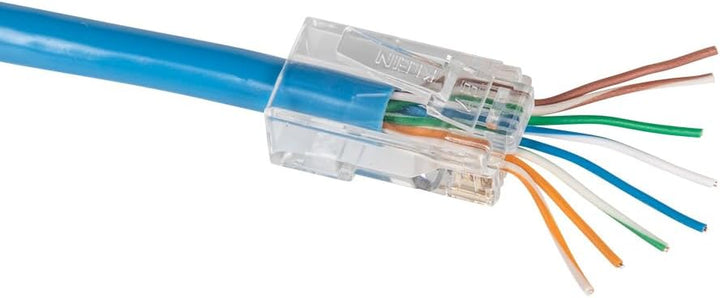 Klein Tools VDV826-702 Modularer Datenstecker, RJ45, CAT5E, Durchgangsstecker, 50 Stück, Klar/Gold,