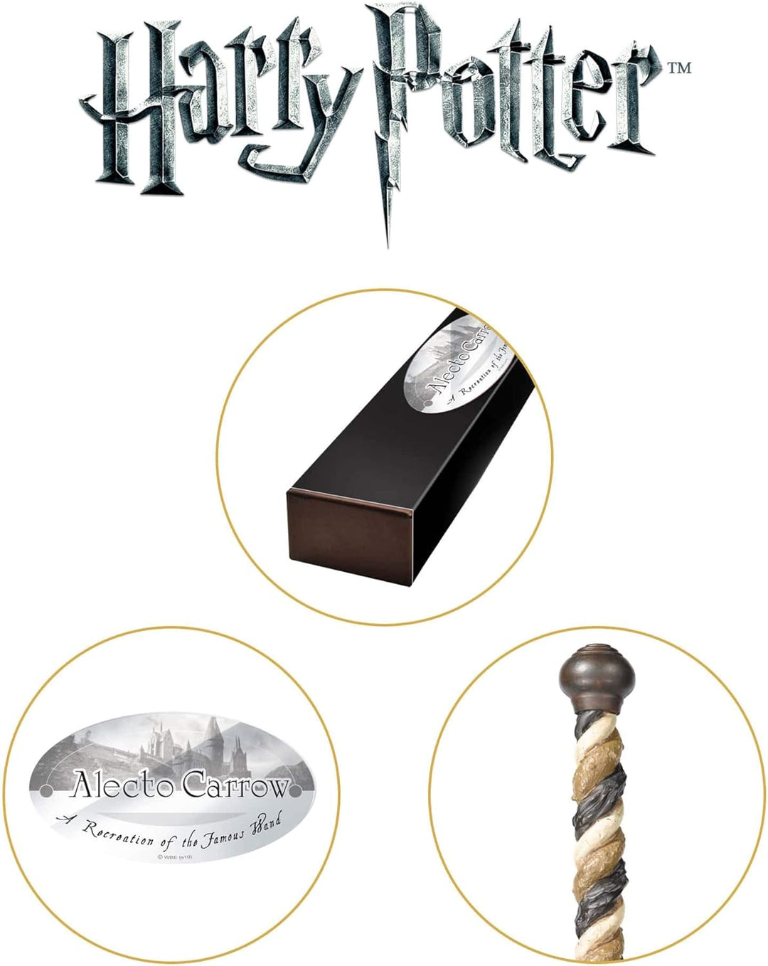 The Noble Collection - Alecto Carrow Character Wand - 13in (33cm) Wizarding World Wand With Name Tag