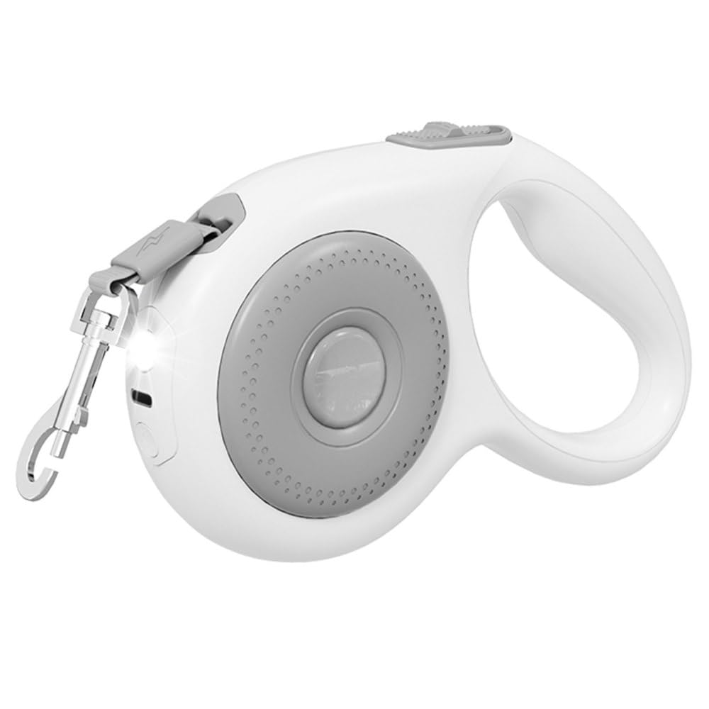 Einziehbare Hundeleine, 5m, Robuste Hundeleine aus Nylon mit LED-Licht, 360° Verwicklungssicher, Aus
