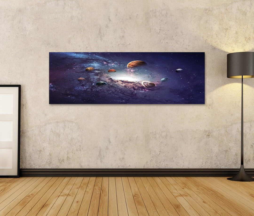 islandburner Bild auf Leinwand Planeten des Sonnensystems Bilder Wandbilder Poster Leinwand 120x40cm