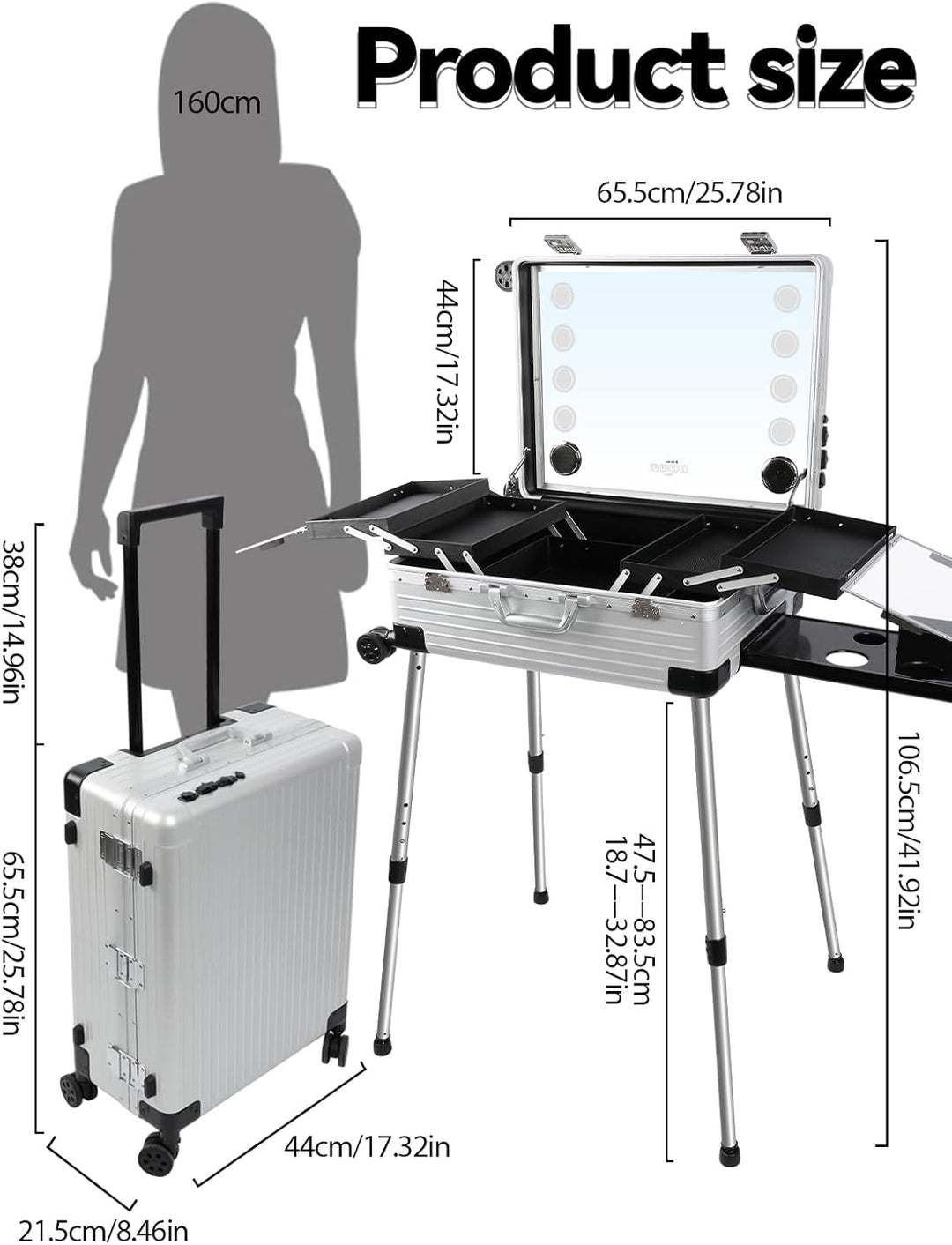EBANKU Kosmetikkoffer Trolley Schminkkoffer, 24in PC Rolling Makeup Train Case Professionelle Künstl