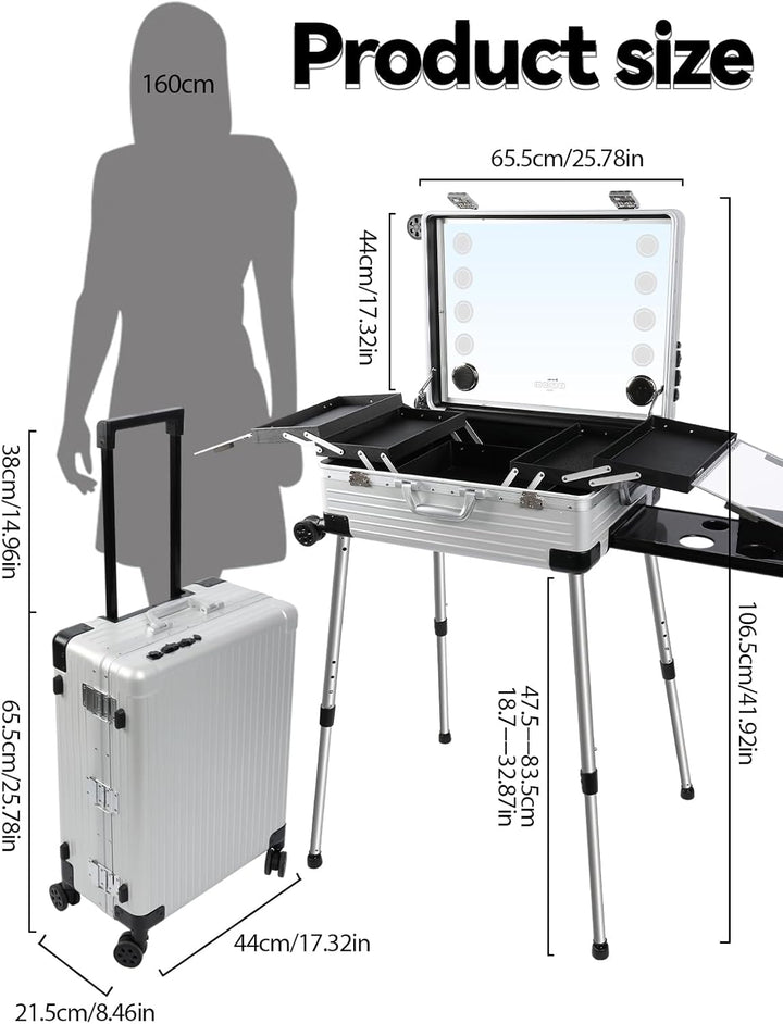 EBANKU Kosmetikkoffer Trolley Schminkkoffer, 24in PC Rolling Makeup Train Case Professionelle Künstl