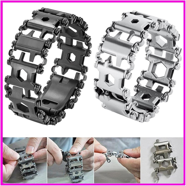 Multifunktionswerkzeug Armband, Edelstahl Multitool mit 29 Werkzeugen Outdoor Camping Wandern Notfal