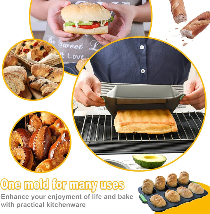 3 Stück Baguette Backform – Non-Stick & Baguette-Backblech, Hitzebeständig Brotbackform Silikon für